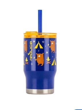 Reduce Kids Insulated Tumbler in Blue with Orange Camping Print
